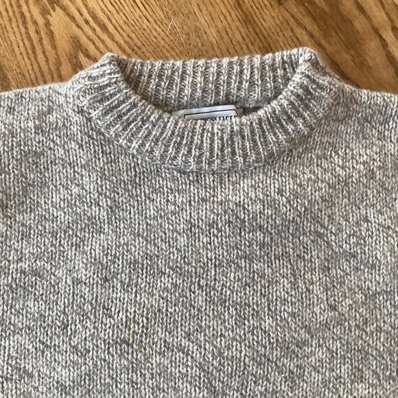 VINTAGE Unisex 100% wool sweater crewneck oatmeal boxy oversized - Picture 2 of 8